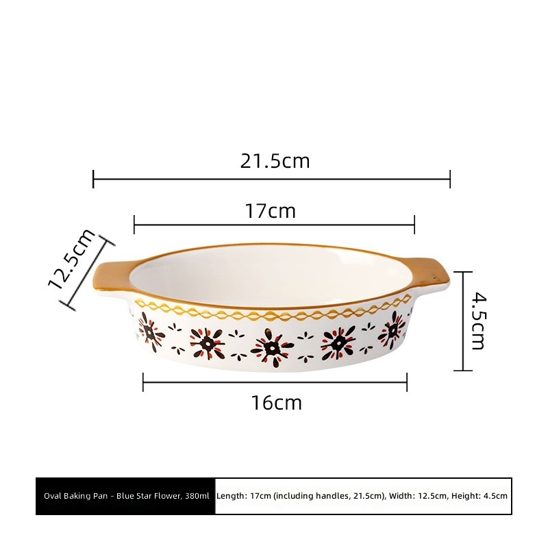 Blue star flower oval baking pan