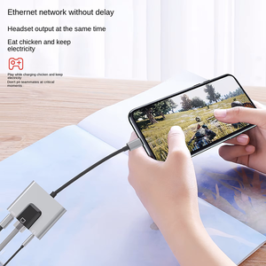 อะแดปเตอร์อีเธอร์เน็ต2อิน1 USB C ไปยังอะแดปเตอร์พอร์ตชาร์จเสียง3.5มม. สำหรับแล็ปท็อปแท็บเล็ต - Product Image 5