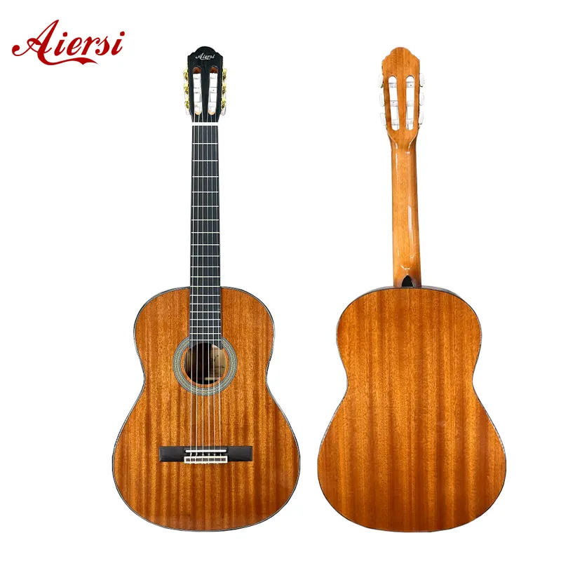 Marca Aiersi marchio custom corpo in mogano lucido chitarra classica vintage nylon corda strumento musicale fatto a mano prezzo basso