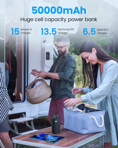 HYTO Power Bank 50000mAh QC3.0 22,5 W PD Cargador rápido de la estación de energía del Banco de energía portátil de gran capacidad de 4 salidas de 3 entradas del cargador rápido de la USB-C - Product Image 2