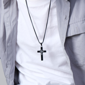 Smooth Religious Zircon <strong>Cross</strong> Anti Non Tarnish <strong>Free</strong> WaterProof Stainless Steel Fashion Jewelry Pendant Necklaces Men Wholesale - Product Image 3