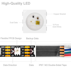 Tira de luz Led inteligente direccionable WS2813 WS2812 IC 4 pines 5050 RGB 5V RGBIC 30 60 144 píxeles IP20 IP65 IP67 IP68 tira de luz Led