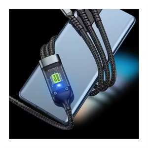 适用于iPhone 15三星的3合1三接口USB C至8针微型USB数据线100W PD快速充电透明发光二极管灯