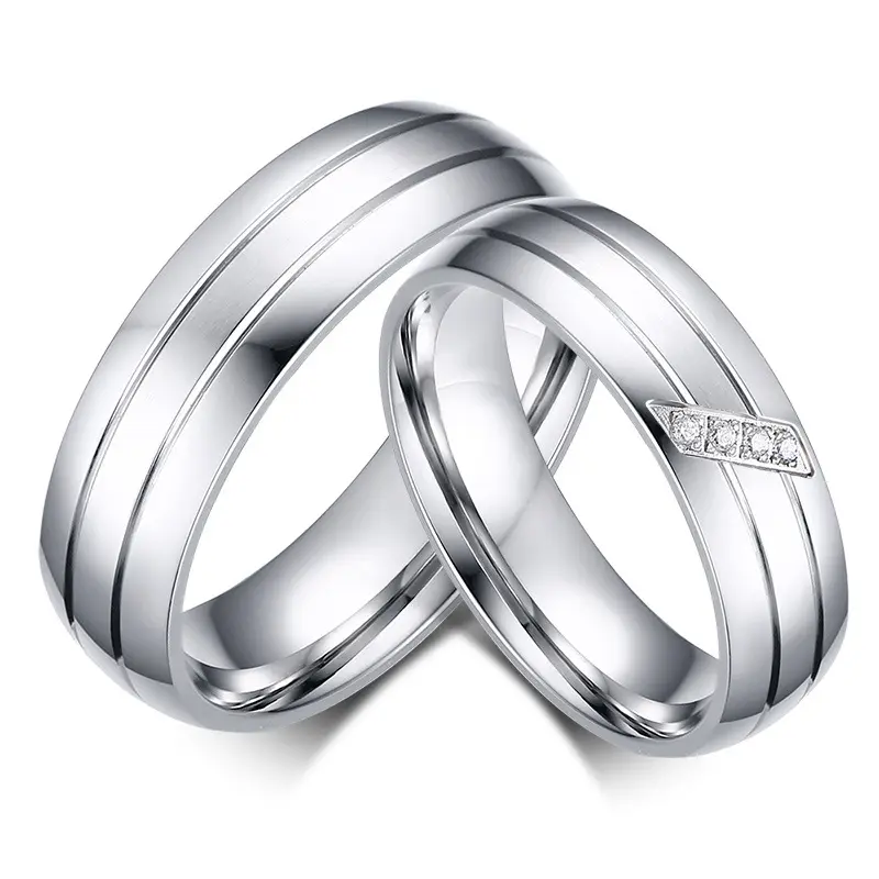 DUYIZHAO Fine anelli in acciaio inossidabile moda delicato acciaio coppia anelli appannamento gioielli gratuiti accessorio regalo per uomini e donne