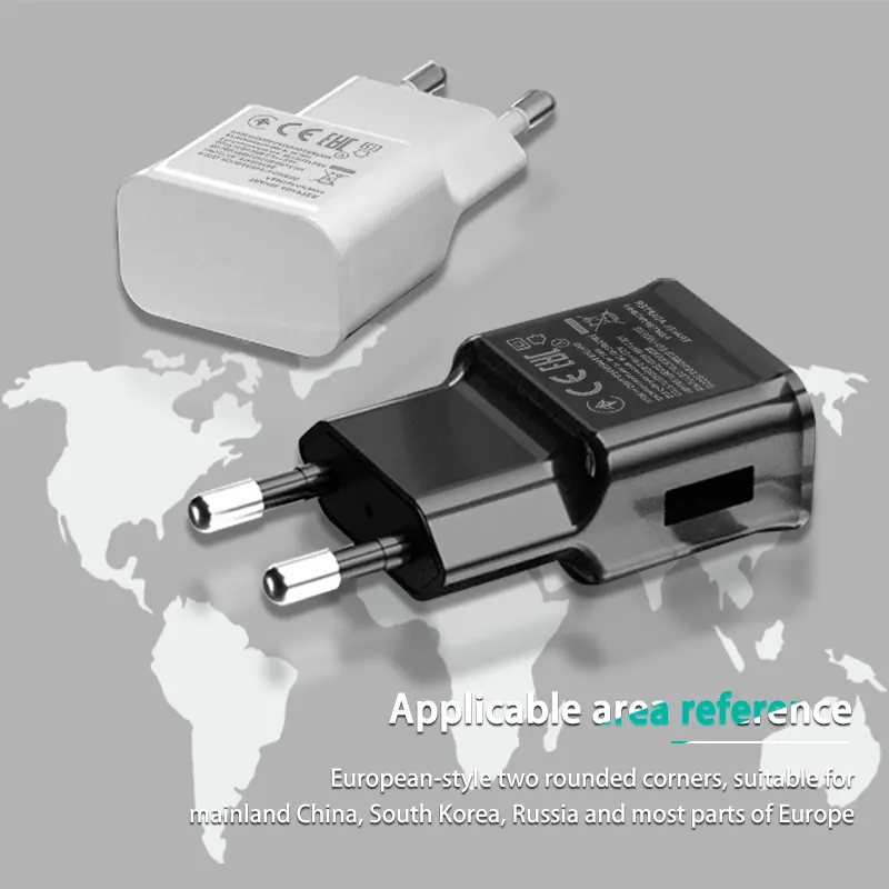 Venta al por mayor de alta calidad de la UE negro blanco 5V2A cargador de pared USB de carga rápida cargador de pared