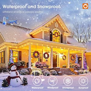 Christmas Decorations <strong>Remote</strong> Meteor Shower Waterproof Warm White Dual-Mode <strong>Timer</strong> Function Led Icicle Outdoor <strong>String</strong> <strong>Light</strong> - Product Image 5