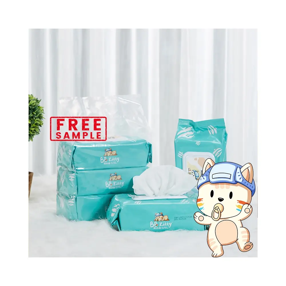 BB Kitty Wet Towels Children Tissue Wet Cloths Uncented Generic Cleaning Baby Wipes Export In Zhejiang