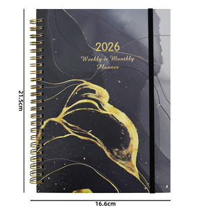A5 Logotipo personalizado Papel de impresión dorado Cubierta dura Banda elástica Bobina Cuaderno Índice Etiqueta Diario Scheudle Cuaderno - Product Image 5