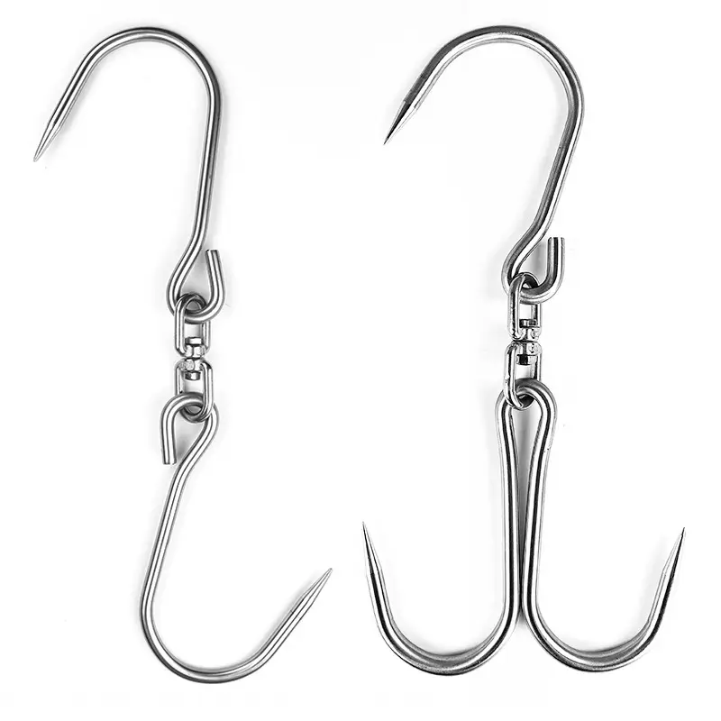 Acciaio inossidabile macellaio girevole doppio macello appeso Rolling TruckMeat ganci S-hook Rolling Meat Hook