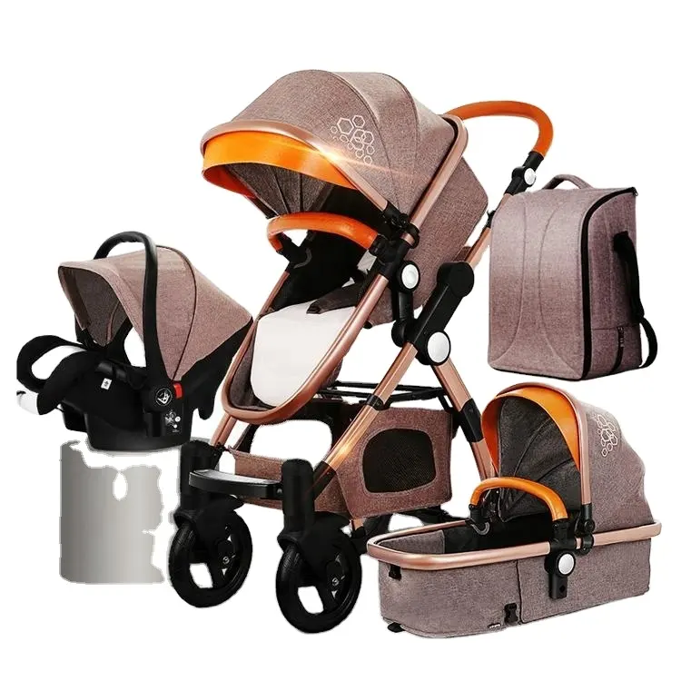 Hoge Landschap Baby Trolley 0-3 Jaar Oud Draagbare Kinderwagen 3 In 1 Met Mom Bag