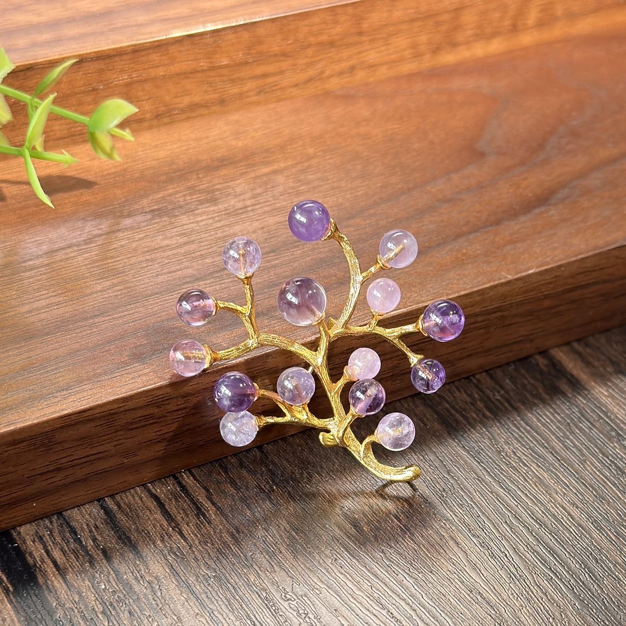 Purple Amethyst Fruit Tree Brooch