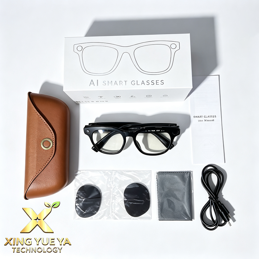 Sunglasses with blue light blocking lenses - brown charging case