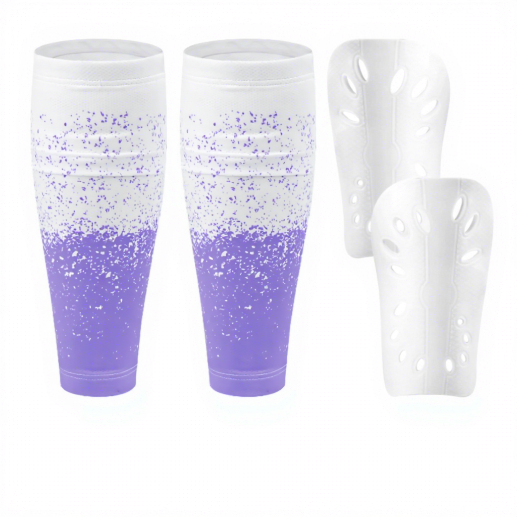 White purple-One set(calf covers+shin guards)