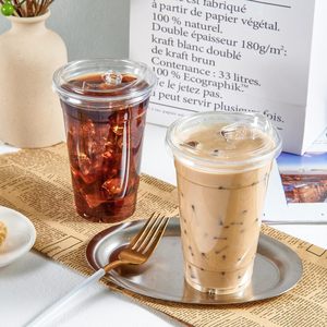 Strawless Sip kapaklı 20 oz şeffaf plastik bardaklar buz kahve için kapaklar ile tek kullanımlık, yüzlü Slurpee herhangi bir soğuk içecek