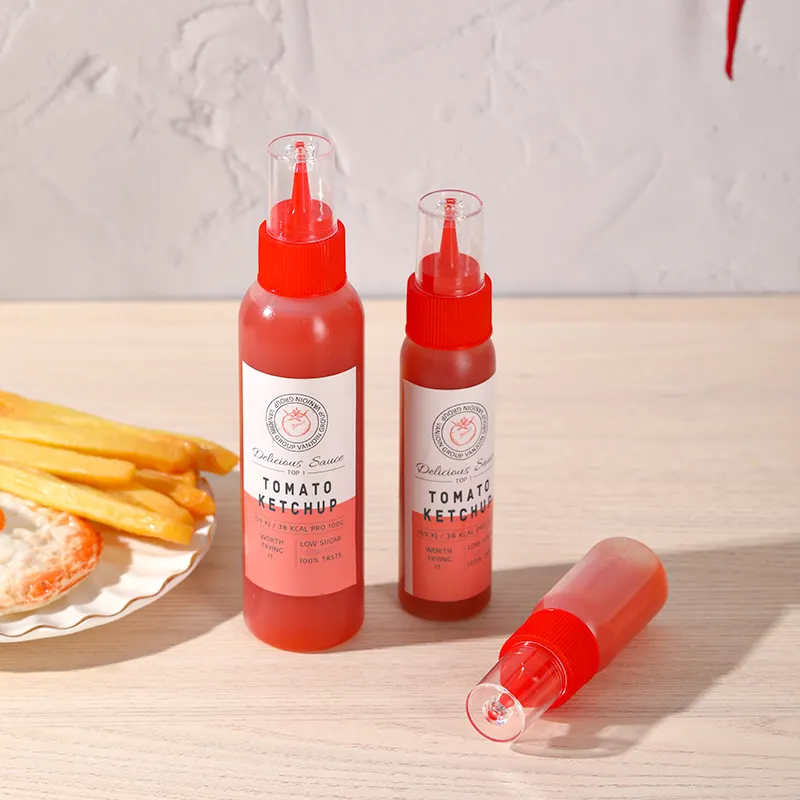 Garrafa de molho personalizada de plástico, garrafa de 16oz/500ml para óleo, tomate, churrasco, molho de ketchup