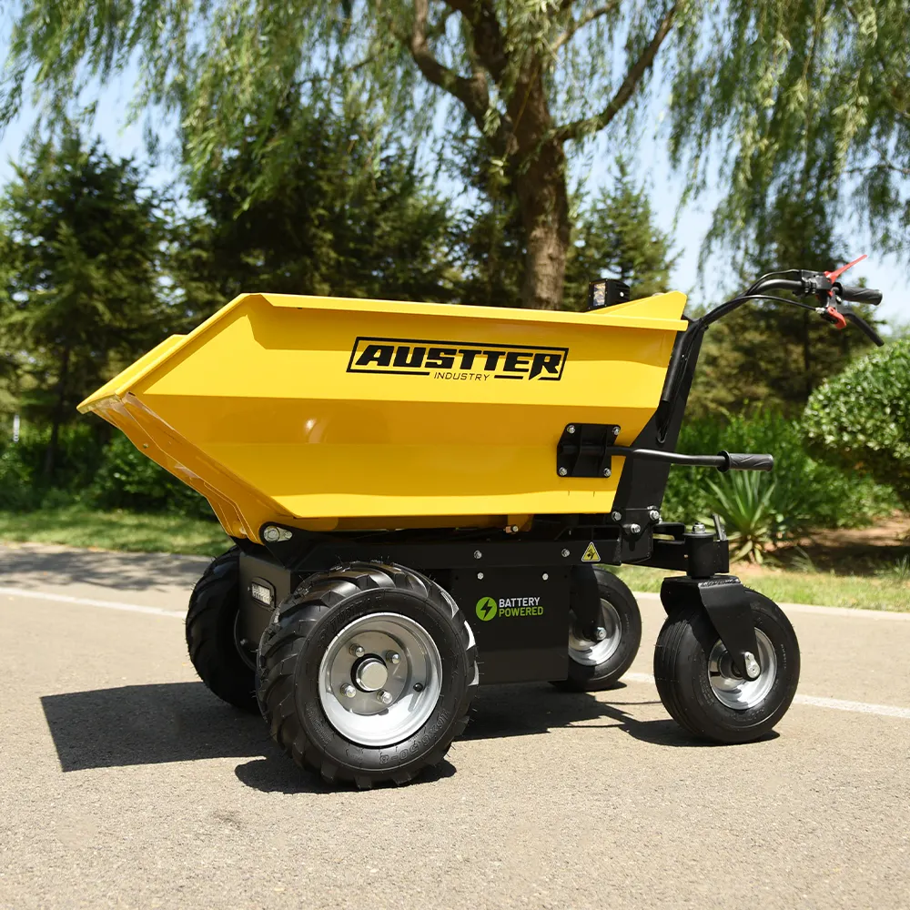 Austter Chinese Elektrische Mini Dumper 500Kg Laden 4-wiel Batterij Boerderij Minidumper Elektrische Power Kruiwagen Motor Kruiwagen