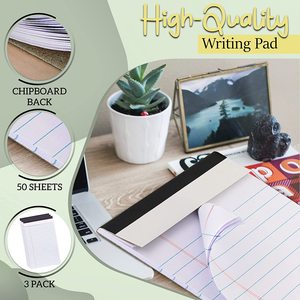 Bloc de notas con impresión personalizada, Bloc de notas con borde perforado, tamaño de letra regulado, con logotipo, 3 uds. - Product Image 3