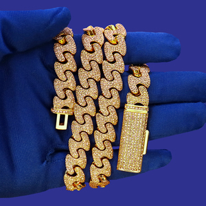 Men Women Hiphop Jewelry <strong>11mm</strong> Iced Out CZ Cuban <strong>Chain</strong> Brass Cuban Link <strong>Chain</strong> Miami Cuban Link Bulk Order - Product Image 1