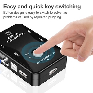 用于2台电脑的黑色2端口USB VGA KVM开关共享1显示器键盘鼠标打印机2 KVM电缆VGA KVM键盘开关 - Product Image 4