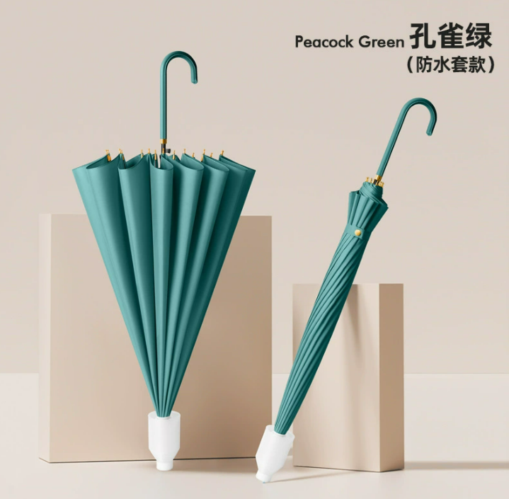 Parapluie 12 baleines avec housse imperméable-Vert Paon