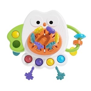 Simpatico gufo tirare filo giocattolo per bambino sensoriale 6 corde Montessori all'inizio delle abilità motorie giocattoli con pulsanti di attività coordinazione a mano - Product Image 1