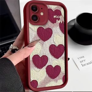 新款油画，带爱心手机套，适用于iPhone 16 15 Pro Max 14 13 12 11糖果色磨砂手机后盖外壳 - Product Image 2