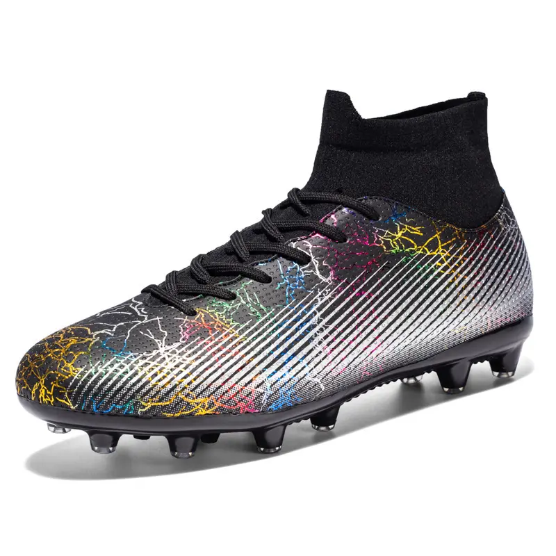 Outdoor Customize Turf Soccer Shoes High-Neck Non-Slip Ag High Ankle Football Boots For Football Game