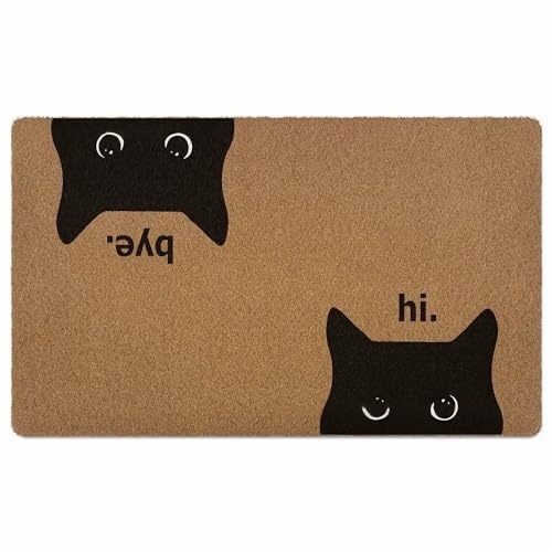 Tapis de sol imitation fibre de coco en forme de chat