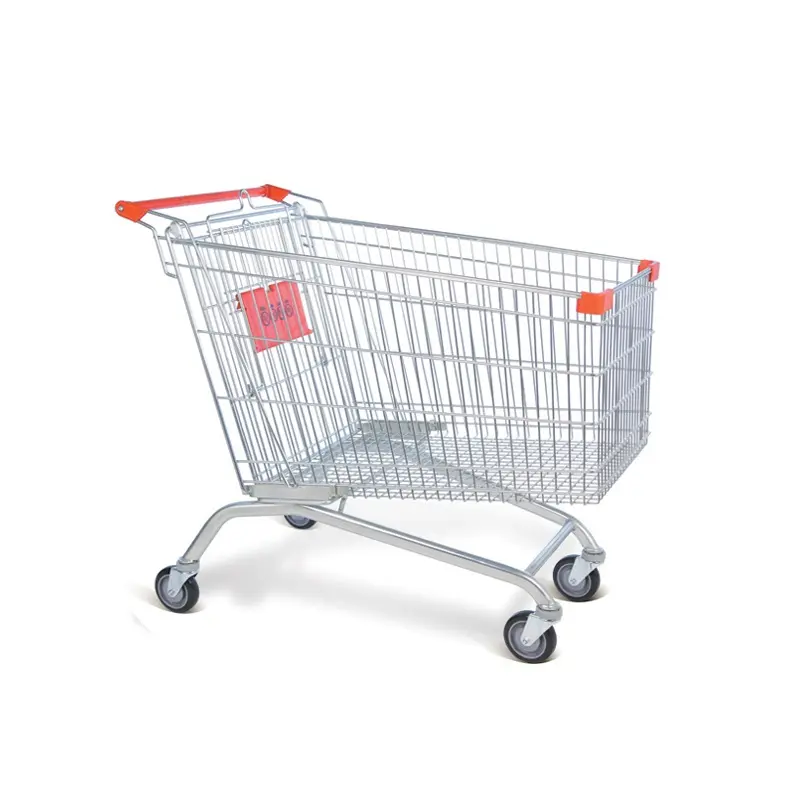 Supermarket Shopping Trolley Convenience Store Shopping Cart Hand Push Trolley For Shopping With 4 Wheels