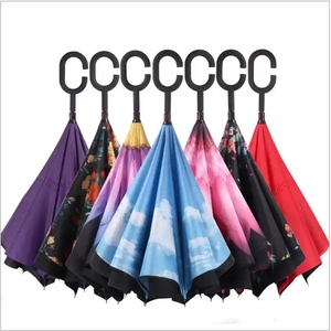 接受定制全打印23英寸8面板手动打开倒伞，带C形手柄 - Product Image 2