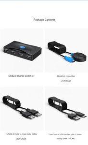 USB2.0打印机分享器手动USB2.0开关打印机电缆分路器2输入4监视器输出