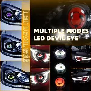 3 inç 12V uzaktan kumanda 2 In 1 araba led sis LED şeytan gözler far projektör Lens için araba motosiklet dinamik dekoratif işık - Product Image 6