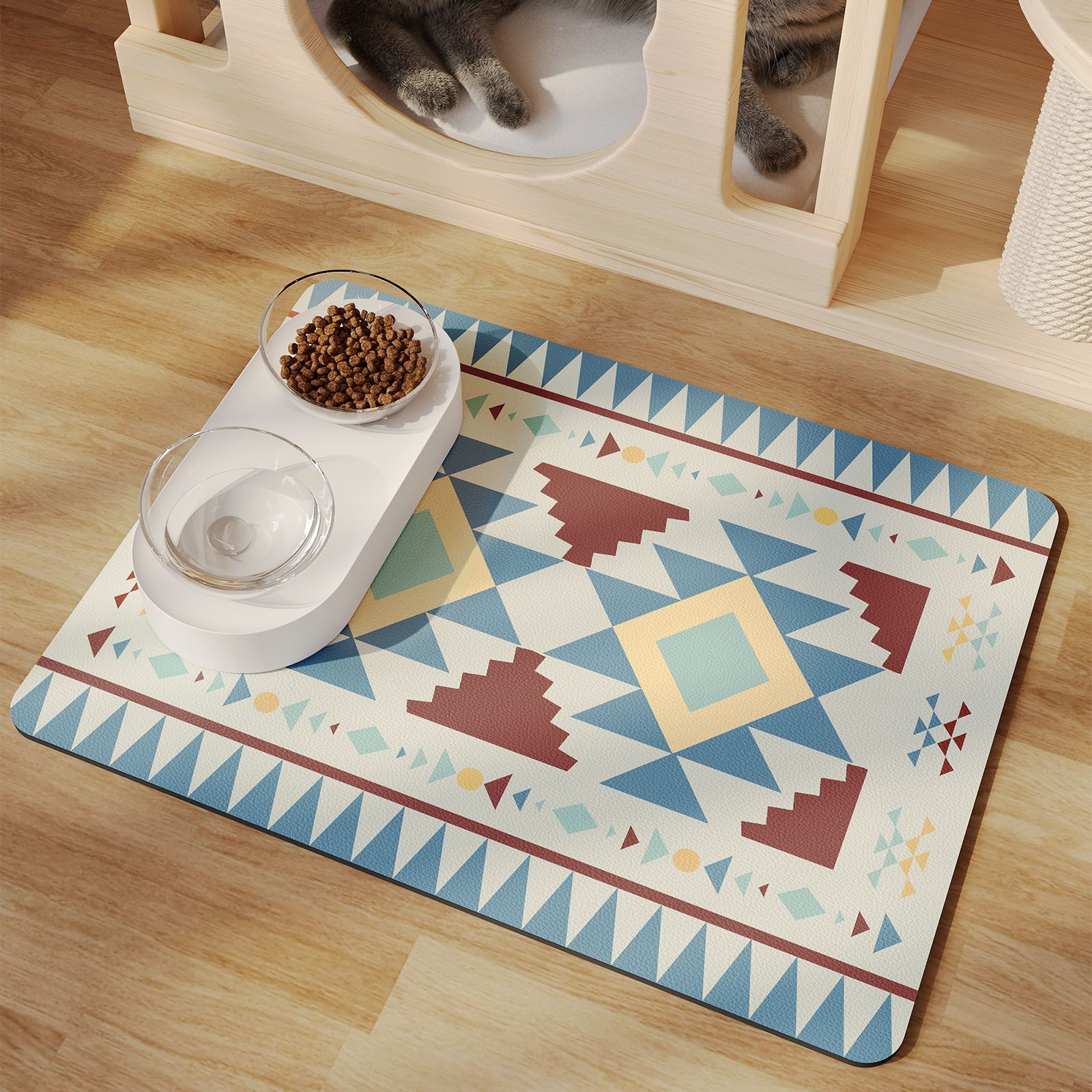 Tapis d'alimentation pour animaux sans lavage - Gris clair pour chats et chiens
