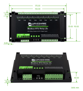 Módulo de relé Waveshare Industrial Modbus RTU de 8 canales (D) con entrada digital y RS485, Protocolo Modbus RTU, fuente de alimentación de 7 ~ 36V - Product Image 4