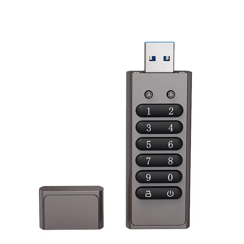 Secure Portable Password U Disk 32G/64G 128G Password Protected Dustproof Waterproof Hardware Encrypted USB Flash Drive