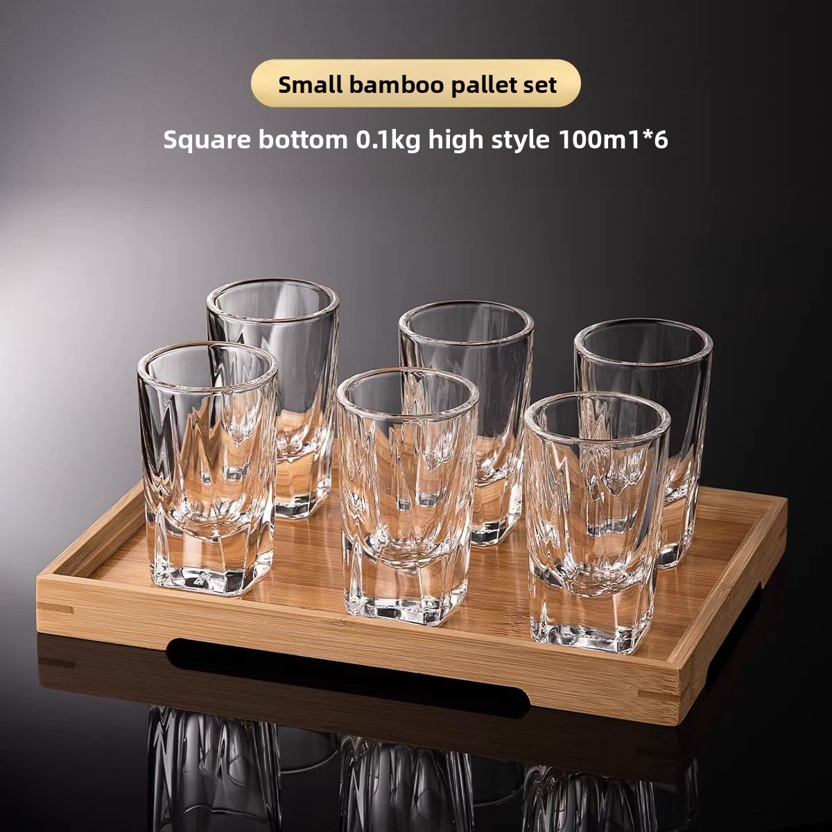 Square bottom high six-pack + small bamboo and wood tray