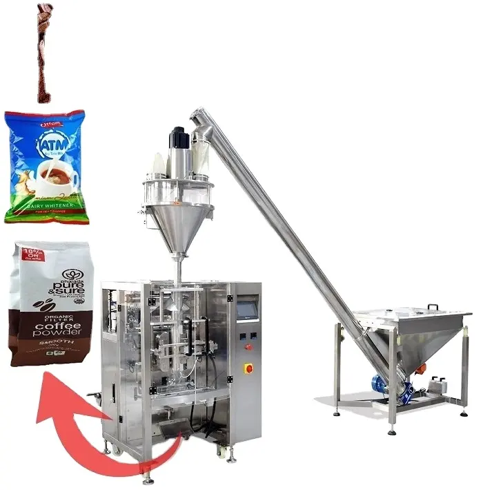 10-1500g VFFS macchina automatica riempitrice coclea polvere per farina latte caffè cacao sale piccante zucchero condimento detergente
