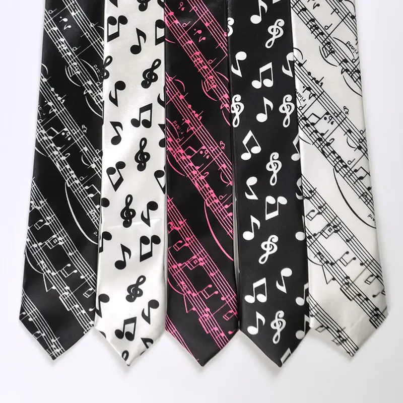 multi color polyester music note guitar printing tie