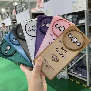 OPPO A16 4G için uygun/A17 şeffaf TPU yumuşak kabuk rengi galvanik Lens filmi ince delik anti-sonbahar TPU cep telefonu kılıfı - Product Image 1