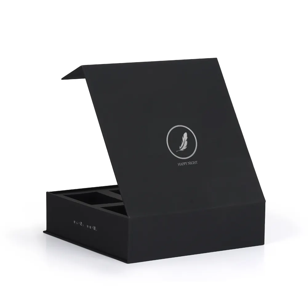 Emballage de boîtes en papier à aimant rigide de luxe avec logo imprimé sur mesure Boîte cadeau magnétique avec insert en mousse Eva pour huile essentielle