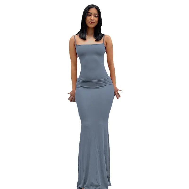 RUICHI Summer Women Ribbed Bodycon Casual Long Maxi Slip Skims Dress Women Lady Elegant Dress