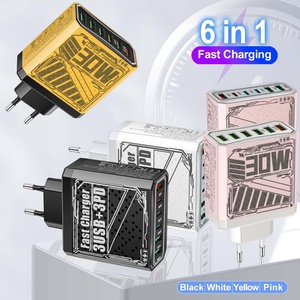 30W標準6-in-1 QC3.0高速充電携帯電話充電器マルチポートEU/米国/英国プラグトラベル充電器0.5A入力20A出力 - Product Image 5