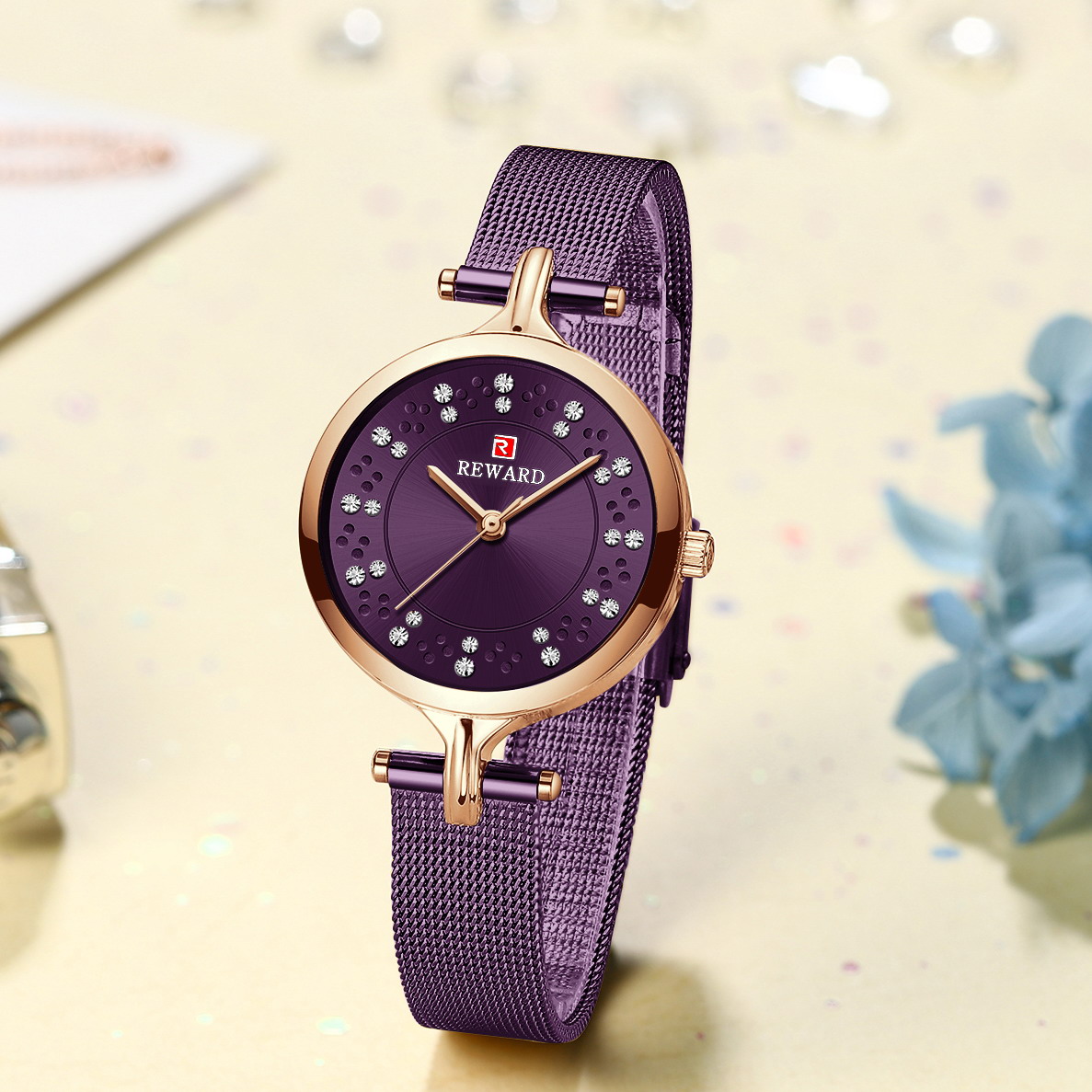 REWARD Watches Womens Fashion Luxury Diamond ladies Wristwatch Waterproof Casual Quartz Dress Watch Relogio Feminino