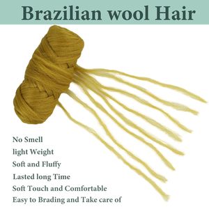 卸売かぎ針編みブラジリアンウールヘア100% アクリル糸アフロドレッドロックス編組ヘアライトアタッチメントウールヘアエクステンション
