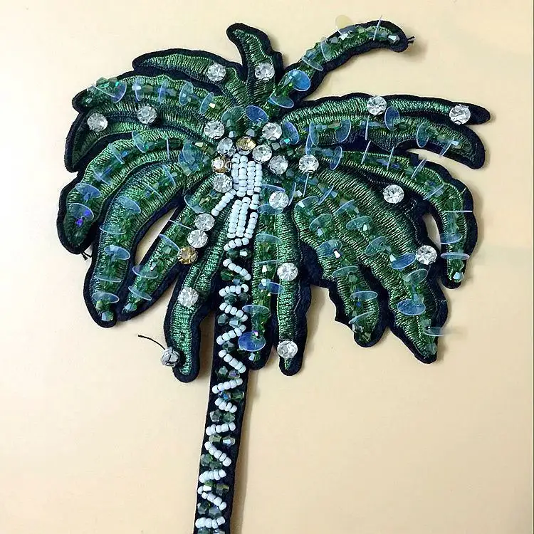 Venta al por mayor cuentas a mano lentejuelas cristal árbol de coco tela parche accesorios joyería decorativa Diy