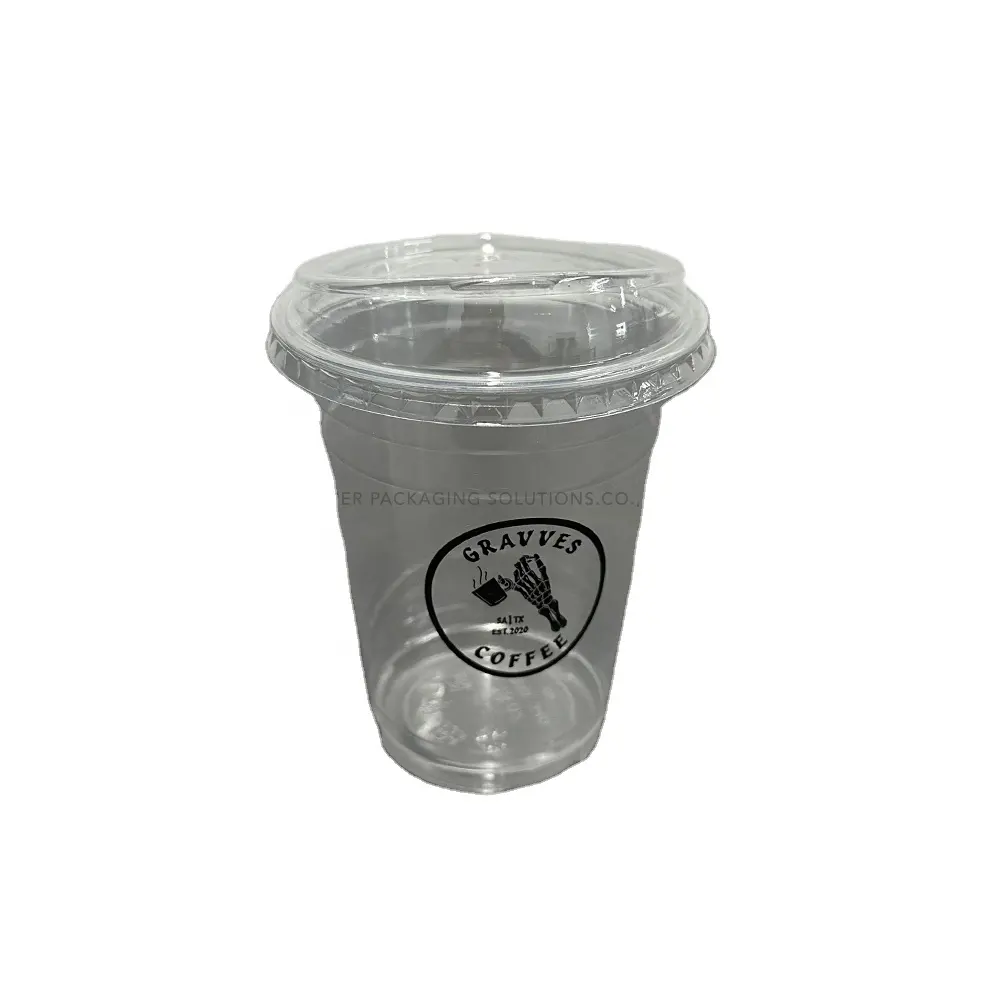 Wowbo personnalisé PET Party Cups Logo personnalisé disponible 10/12/14/16/20oz pour anniversaires barbecues pique-niques café Latte thé glacé