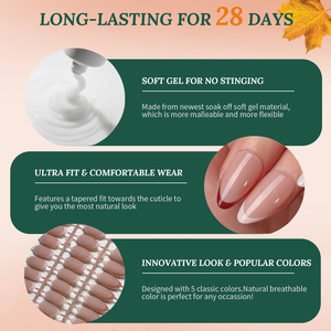 Nailpop 3-in-1 fransız jel tırnak ipuçları kadınlar için yumuşak akrilik badem ve Stiletto desen pres-çivi tasarım 5 renk seçenekleri - Product Image 4