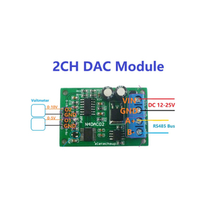 N4DAC02 DC 12V 2CH DAC Módulo 0-5V 0-10V PWM a Convertidor analógico de voltaje RS485 Modbus RTU Board