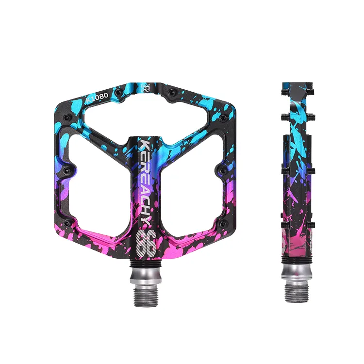 KEREACHY atacado multi-cor mountain bike ultra leve antiderrapante pedal 3 rolamento pedal de liga de alumínio bicicleta plana pedal