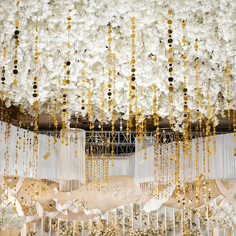 Spiegel Effekt Gold und Silber Glänzenden Schimmer Discs Stränge pvc Design Pailletten Vorhang für Hochzeit Dekoration